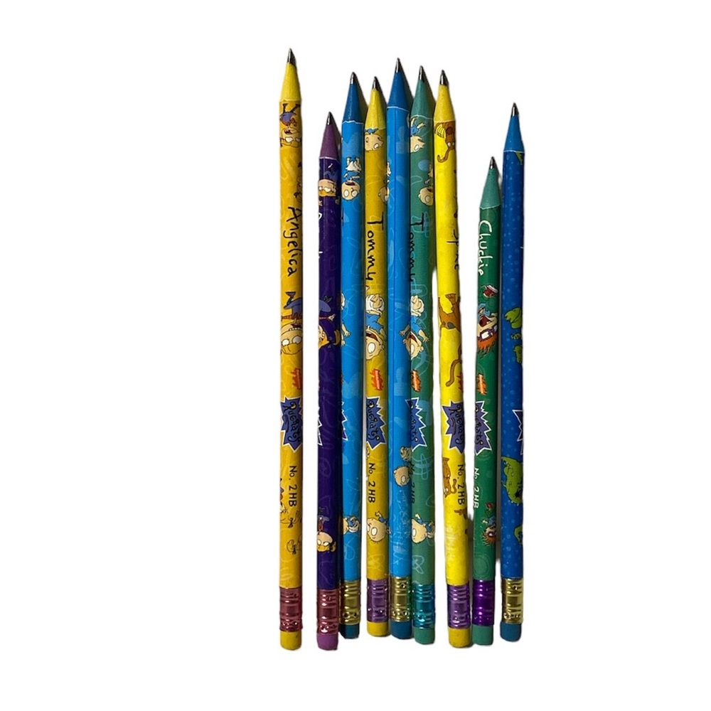 Vintage Nickelodeon Rugrats Pencils Lot of 9 Y2K Stationery Angelica Tommy Spike